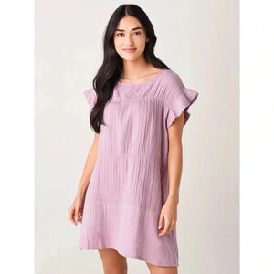 Stark Pink Cotton Gauze Ruffle Sleeve Babydoll Dress Size S Made in USA